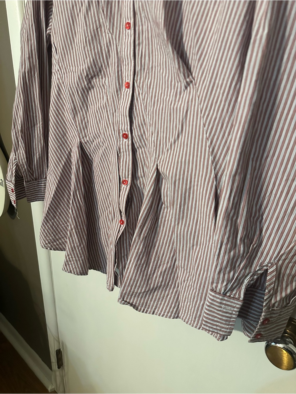 MAEVE by anthropology Long-Sleeve Waisted Buttondown striped Shirt size large - Picture 5 of 12